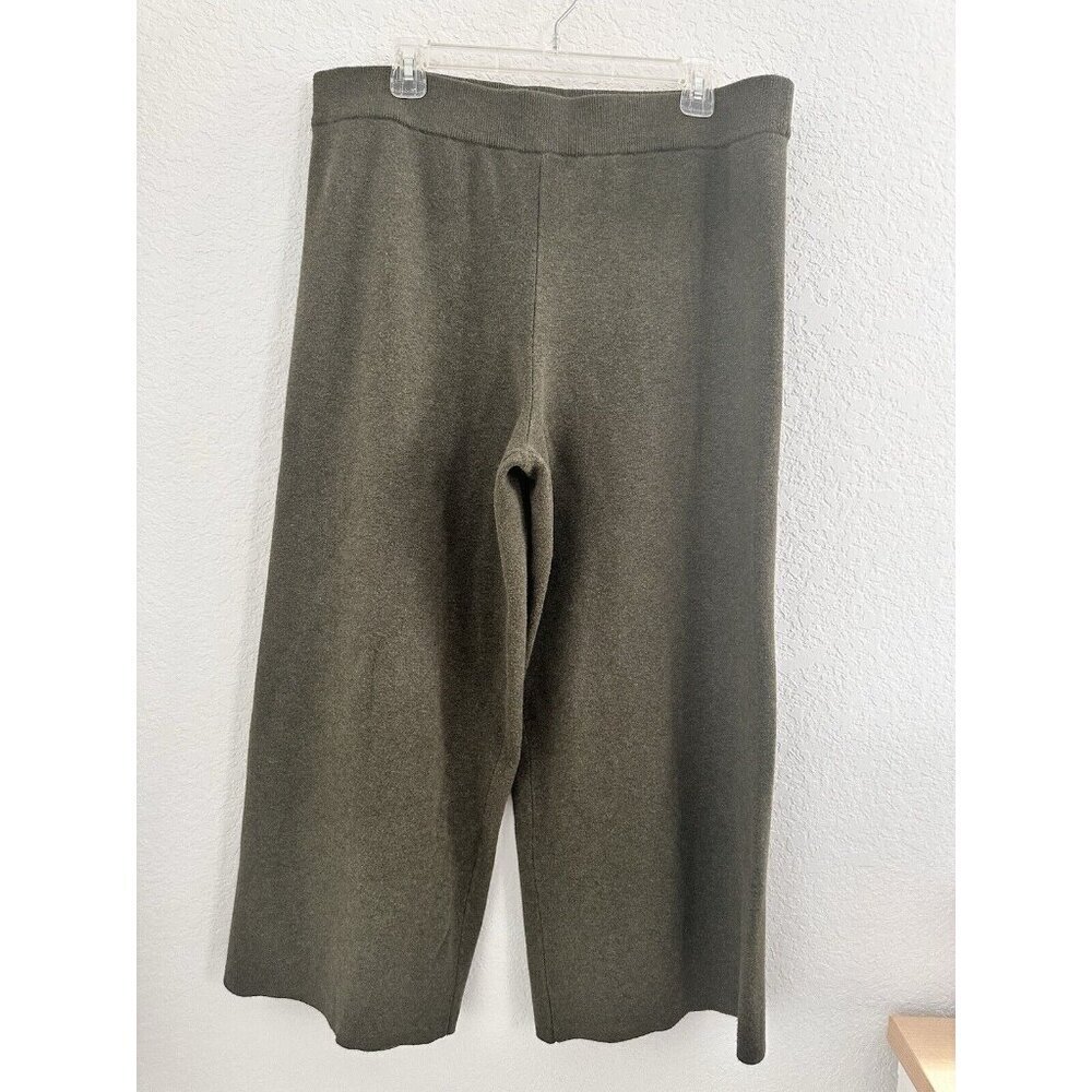 Loft Women's Wide Leg in Birdseye Knit Sz. XL Fern Green Casual Stretch Comfort